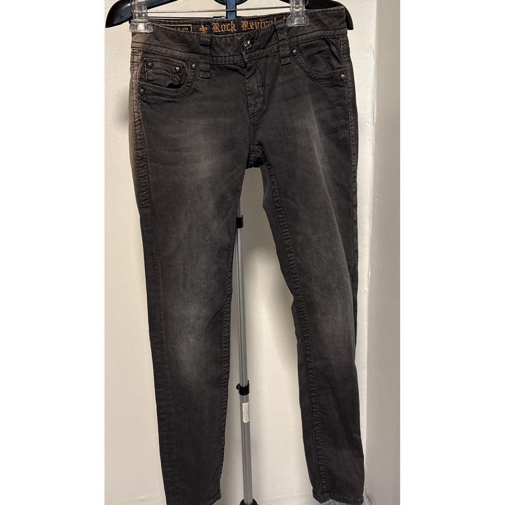 Rock Revival Celine Skinny faded charole Size 29 Stretch Silver Bling Selvage - Picture 7 of 11